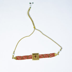 Red beads Gold plated choker