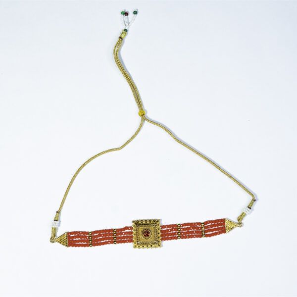 Red beads Gold plated choker