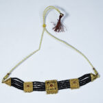 black beads with gold plated choker