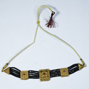 black beads with gold plated choker
