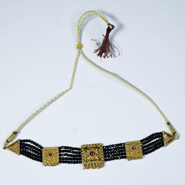 black beads with gold plated choker